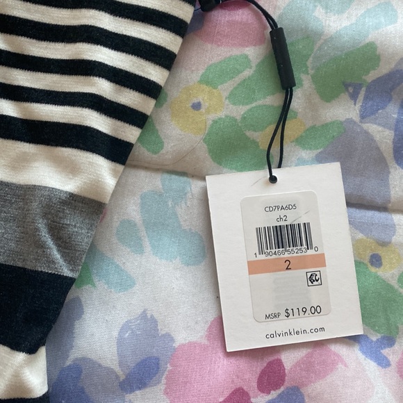 NWT Black and white Striped Calvin Klein dress - Picture 2 of 5